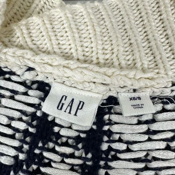Gap Women’s Jacquard Open Front CardiganSize XS / S Navy & Cream - Picture 9 of 9